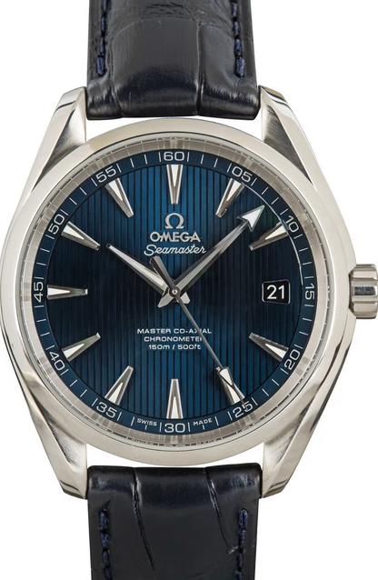 Omega Seamaster Aqua Terra Blue Teak Dial & Leather Strap